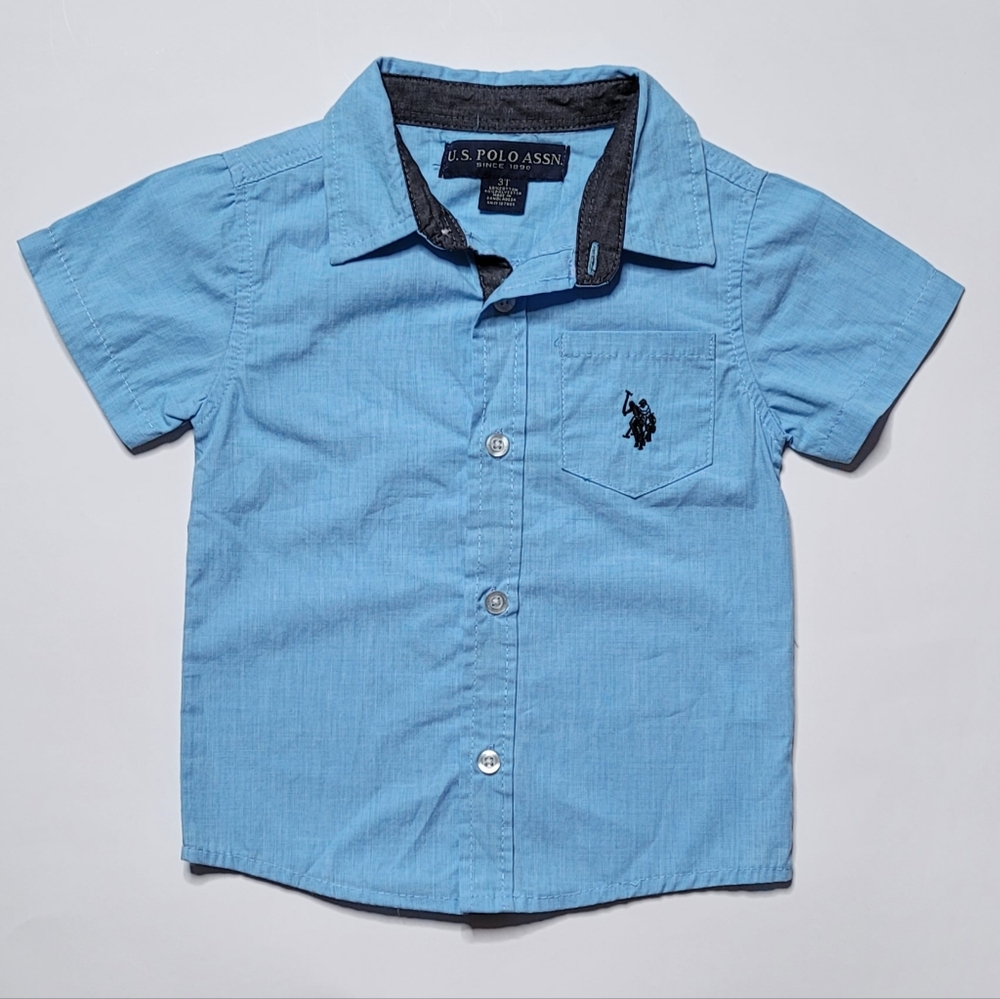 Polo Ralph Lauren- Toddler Button Down Short Sleeve, 3T US- blue